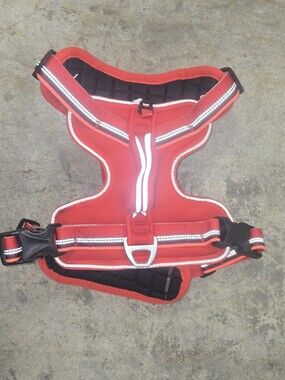 Medium Reflective Red Dog Harness with Front Clip Memory Foam Padding